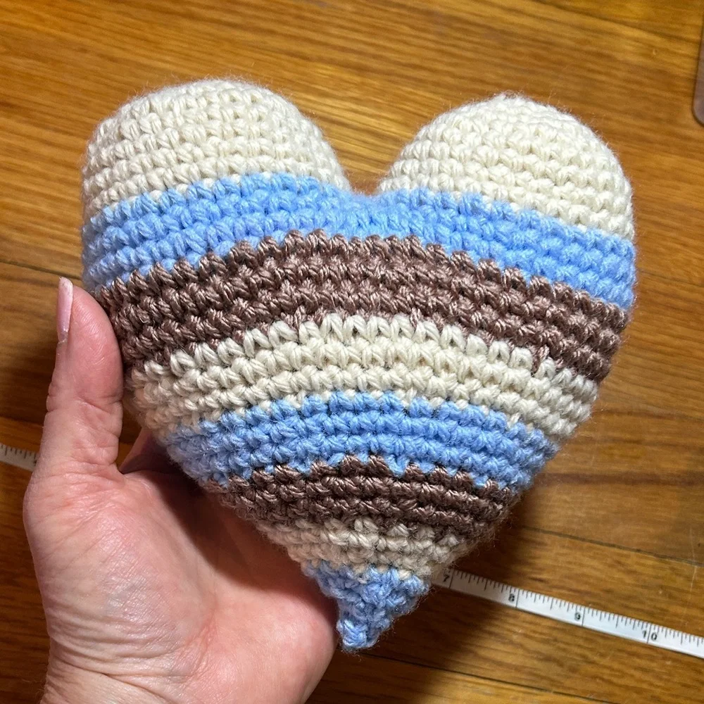 Crochet Flower and Heart Pillow Set